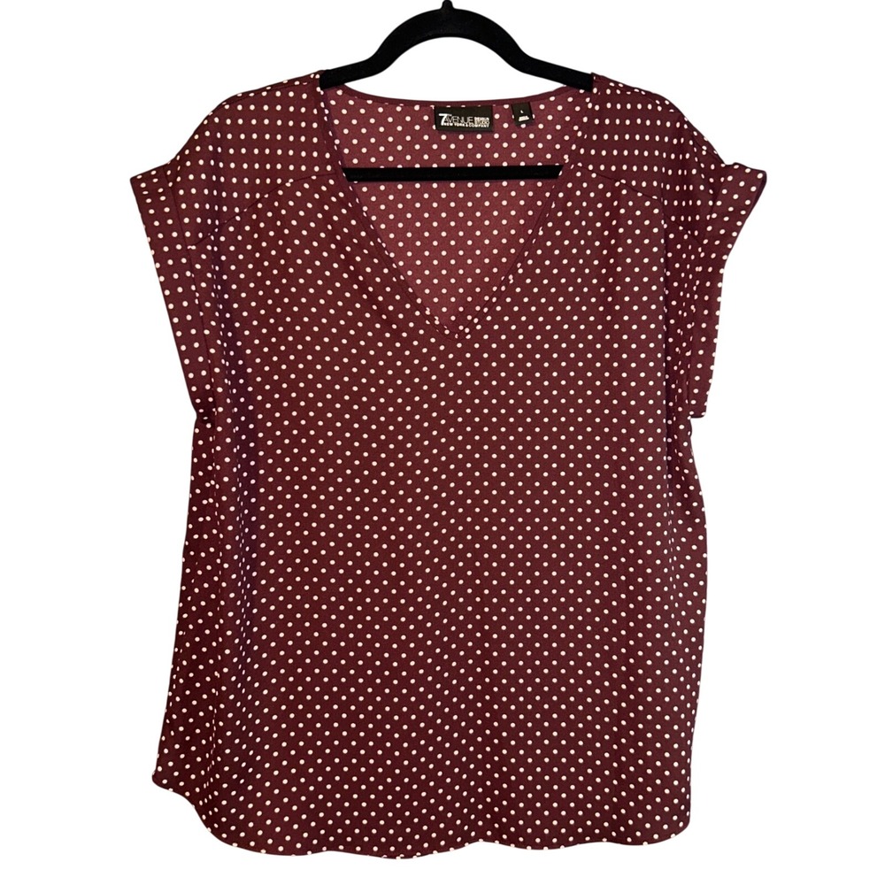 7th Ave New York Company Polka Dot Blouse Retro Office Womens L Maroon Y2K